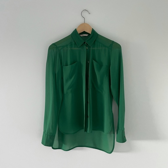 • SOLD • Sheer emerald green shirt - Picture 1 of 6
